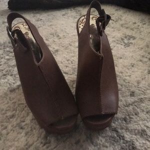 Brown wedges, suede heel, GREAT CONDITION